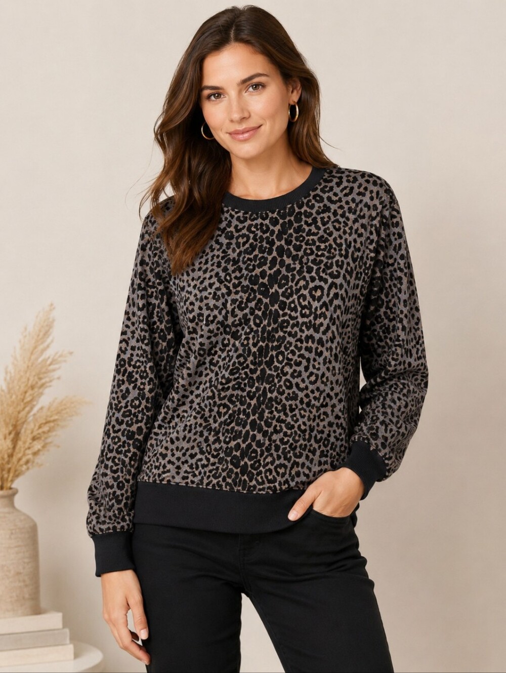 Brooks Brothers Leopard Print Sweatshirt PulloverSize Large